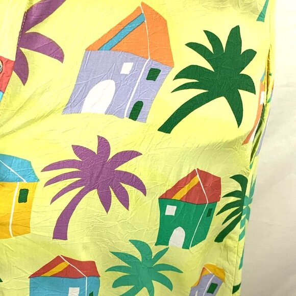 Jams World Maxi Dress House Palm Tree Print Sz M Pockets Multicolor - Picture 3 of 7